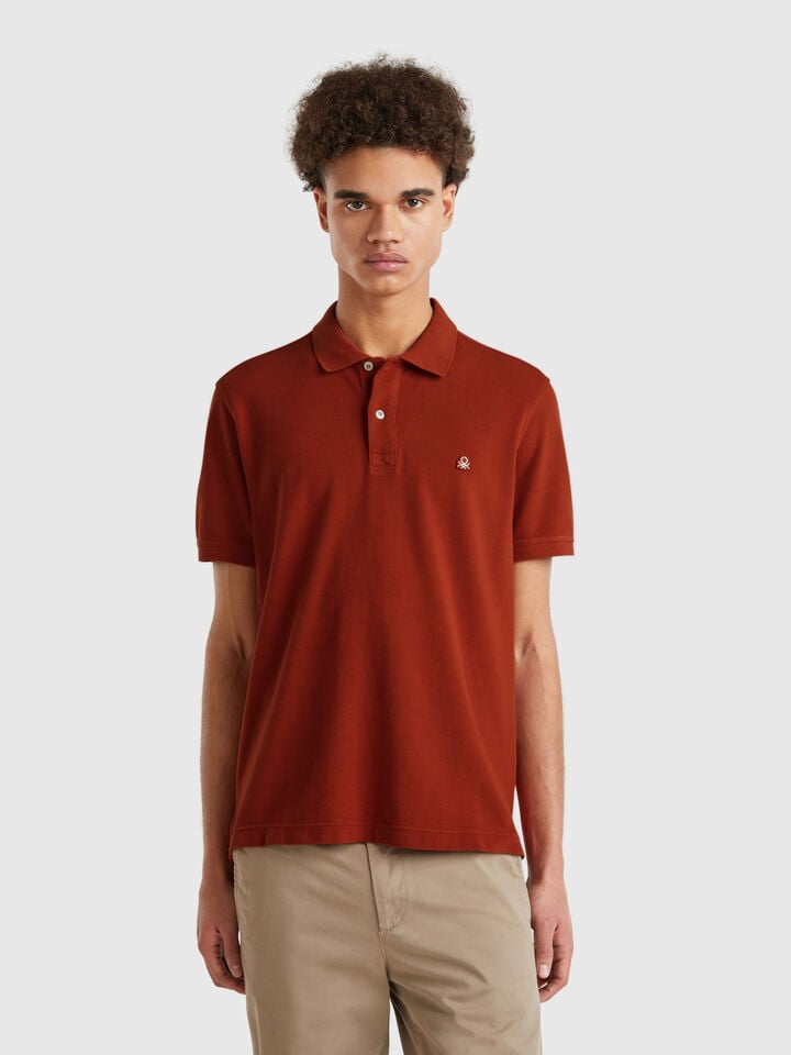 benetton Dark red regular fit polo Brick Red