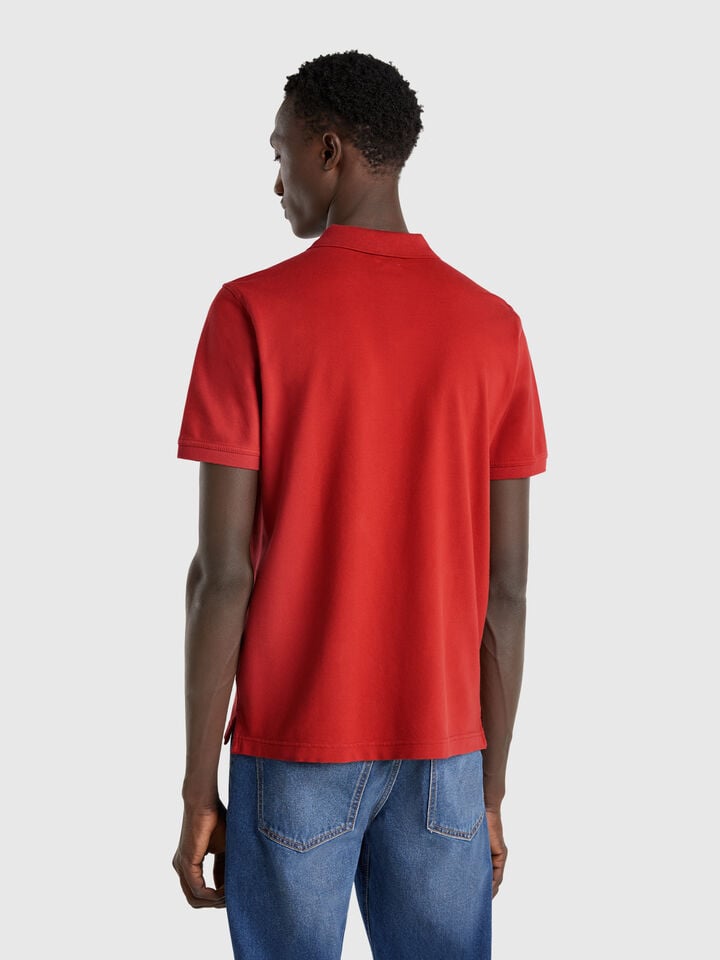 Benetton Dark Red Slim Fit Polo Brick Red