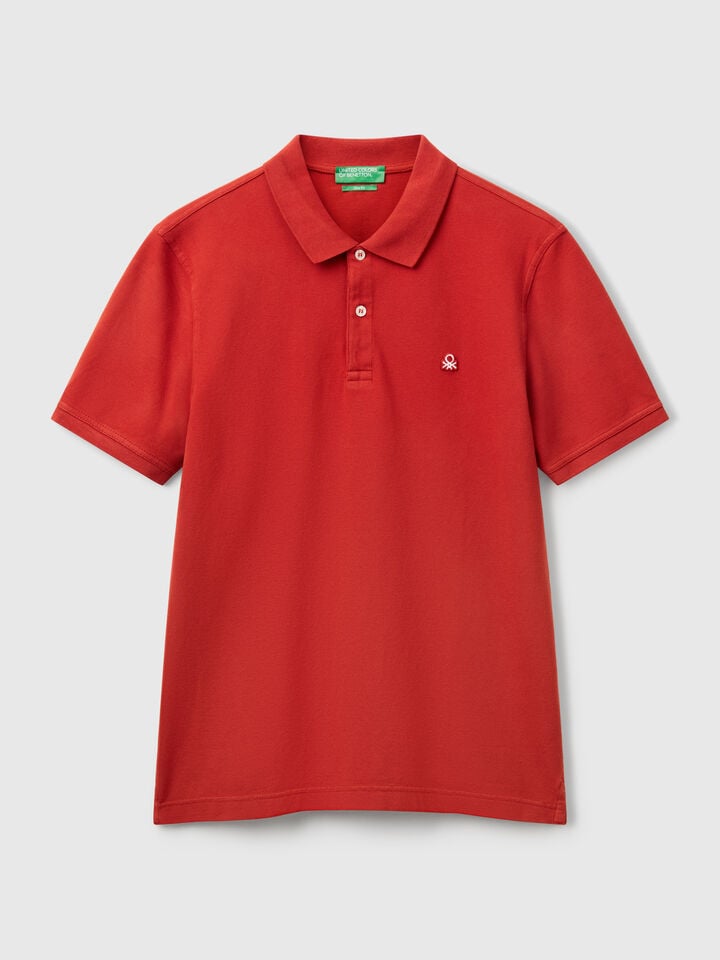 Benetton Dark Red Slim Fit Polo Brick Red