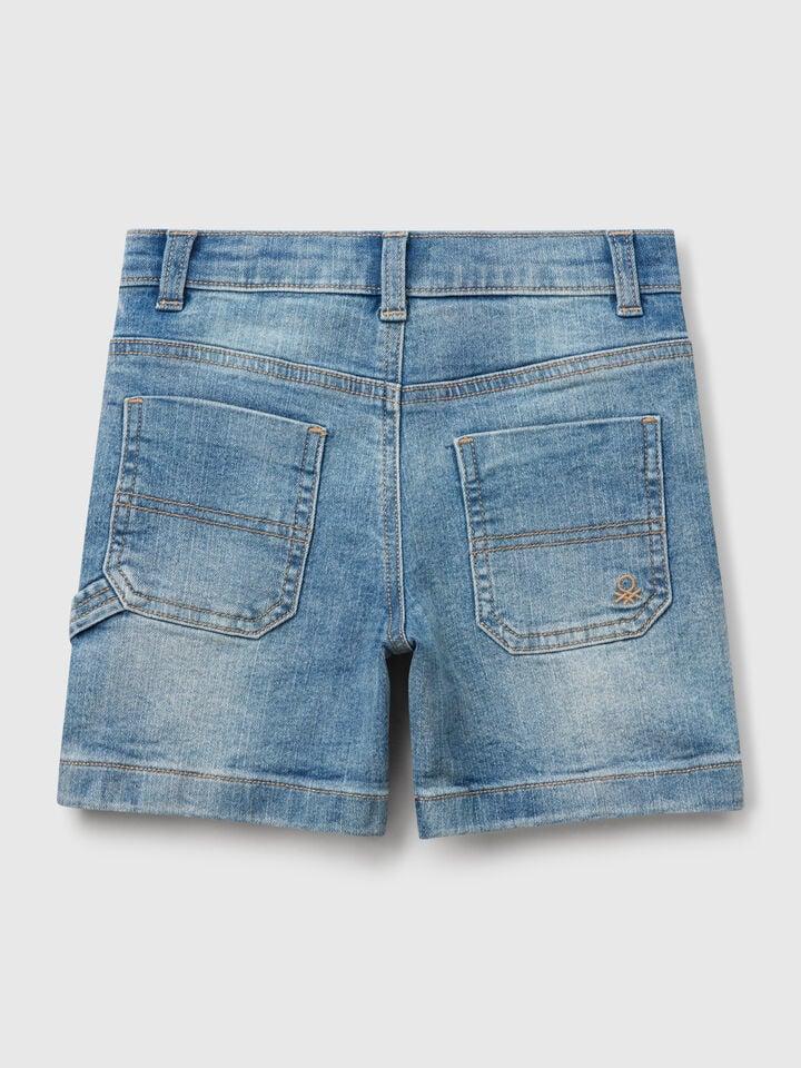 Benetton Denim Bermudas Light Blue