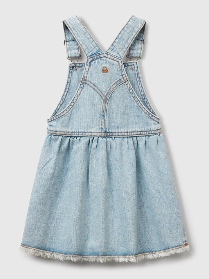 Benetton Denim Dungaree Dress Blue