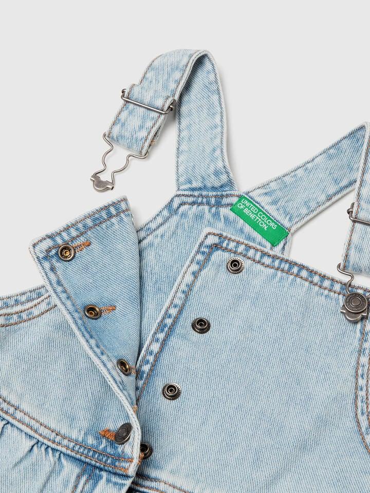 Benetton Denim Dungaree Dress Blue