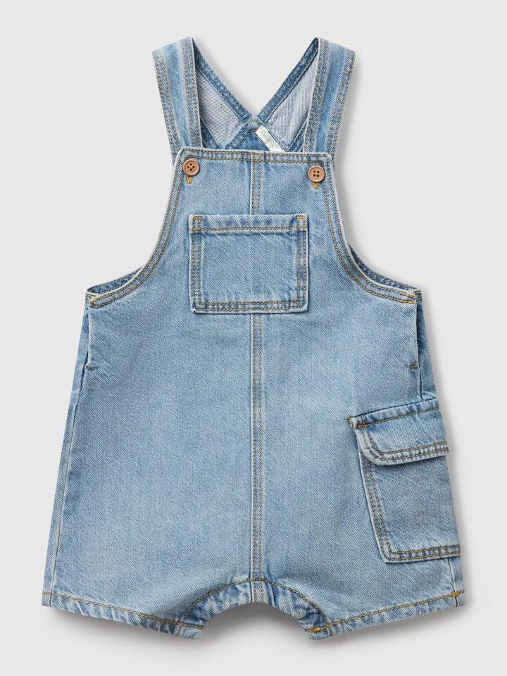 Benetton Denim Dungarees Light Blue