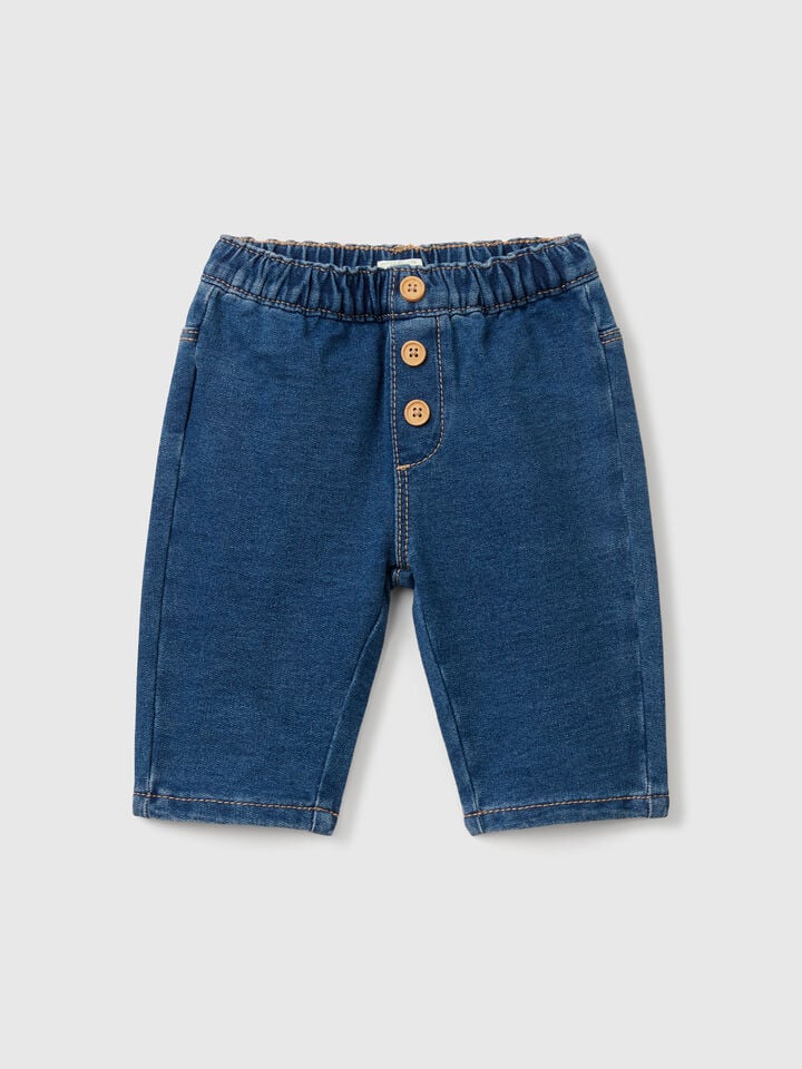 Benetton Denim Look Trousers Blue