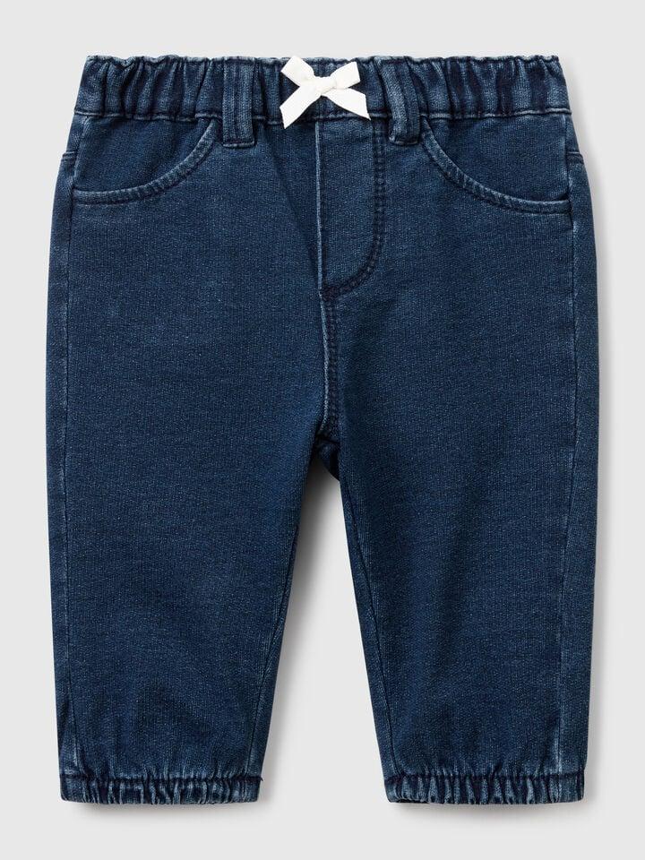 benetton Denim look trousers with bow Dark Blue