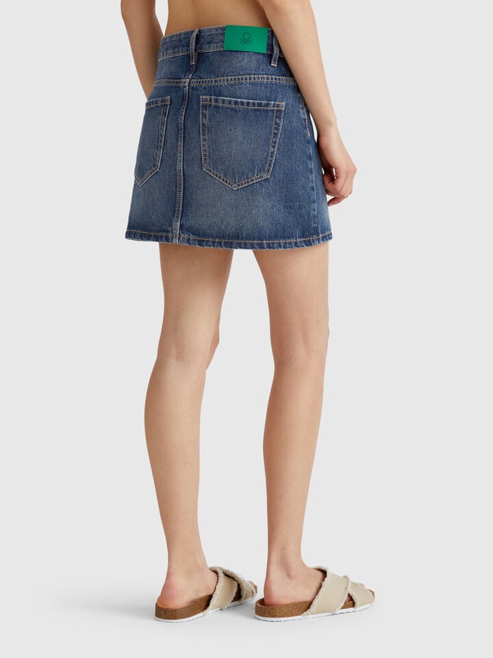 Benetton Denim Mini Skirt Blue
