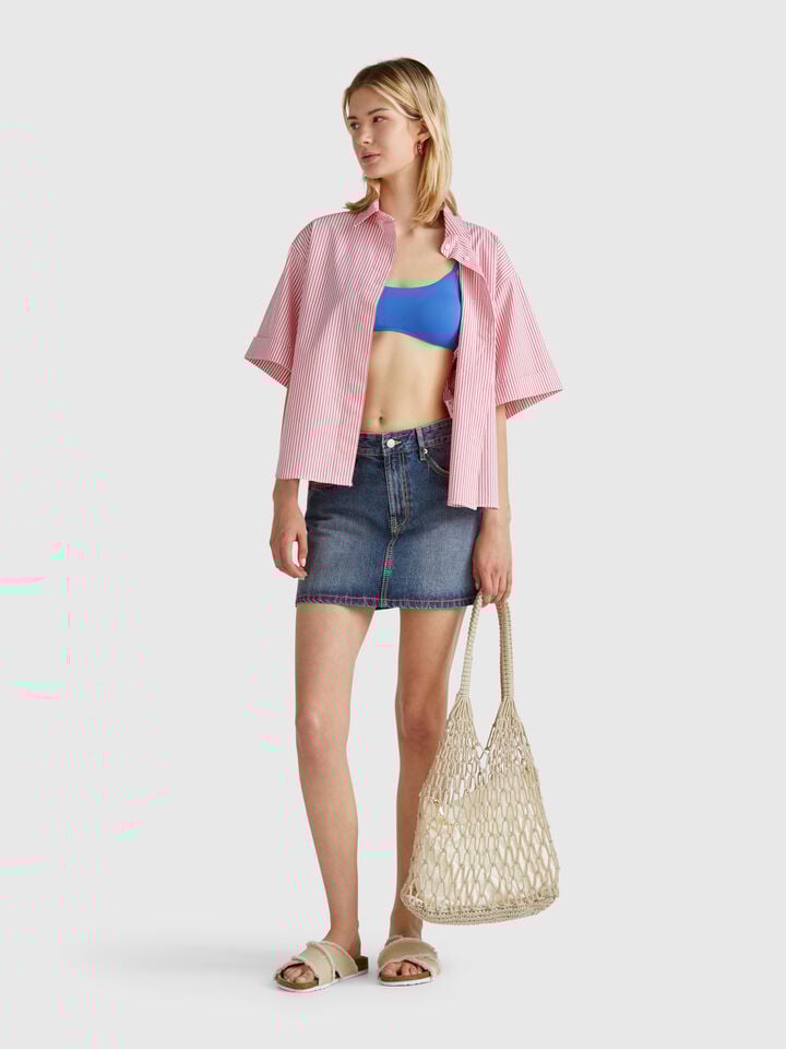 Benetton Denim Mini Skirt Blue