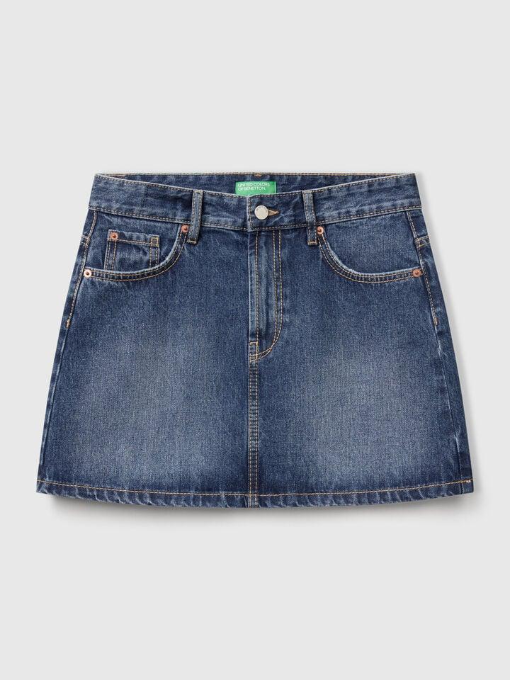 Benetton Denim Mini Skirt Blue