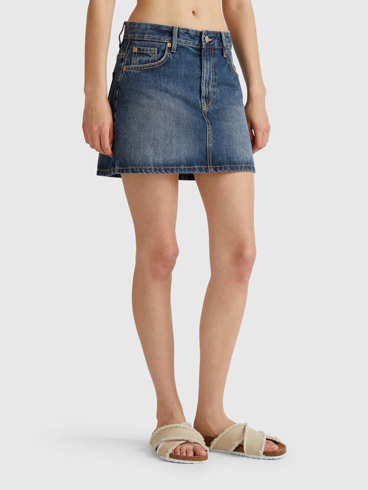 benetton Denim mini skirt Blue