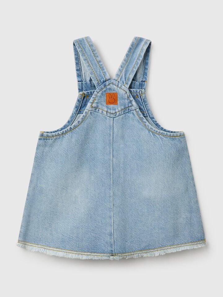 Benetton Denim Overall Skirt Light Blue