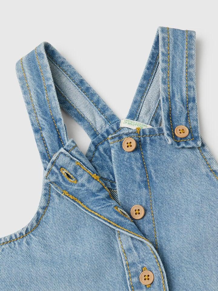 Benetton Denim Overall Skirt Light Blue