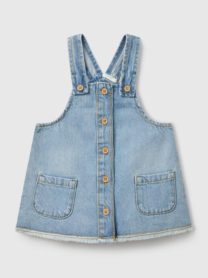 benetton Denim overall skirt Light Blue
