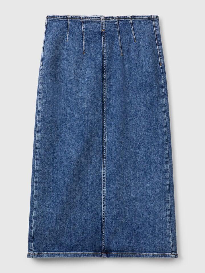 Benetton Denim Pencil Skirt Blue