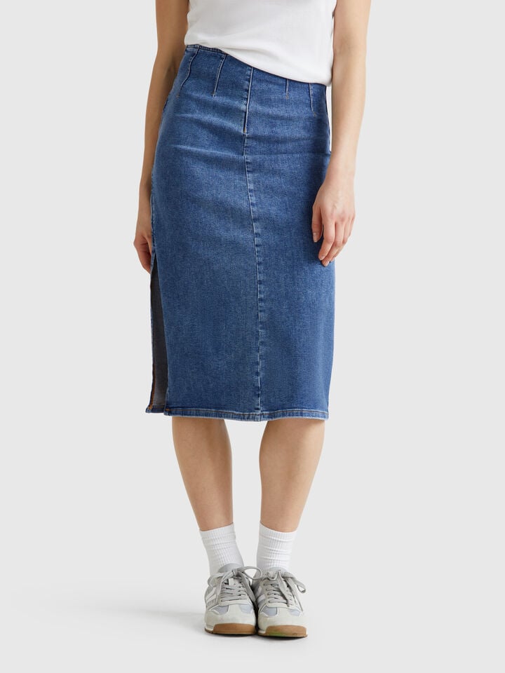benetton Denim pencil skirt Blue