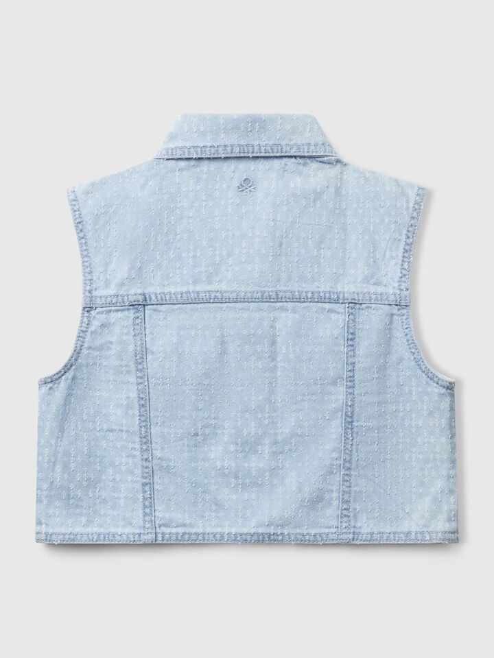 Benetton Denim Vest Light Blue