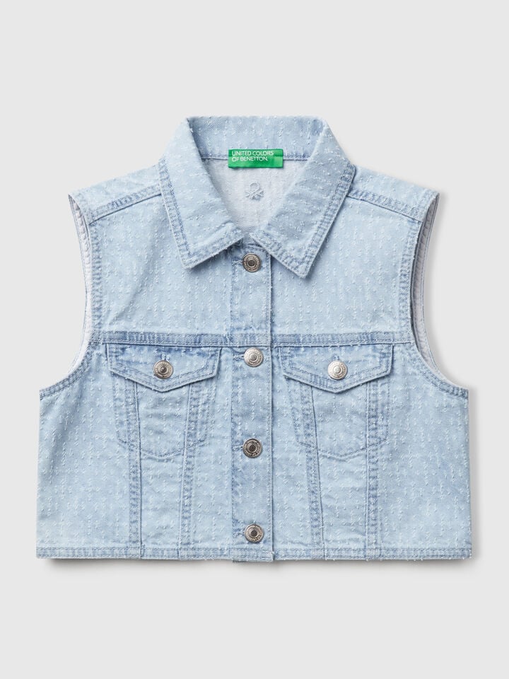 Benetton Denim Vest Light Blue