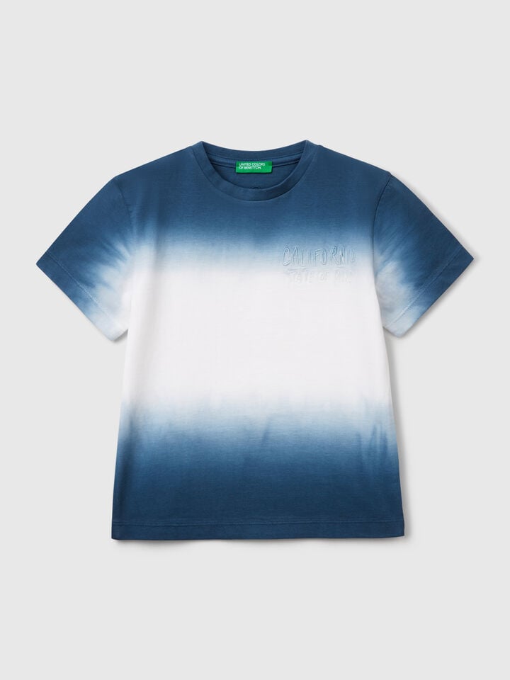 benetton Dip-dye t-shirt with embroidery Blue