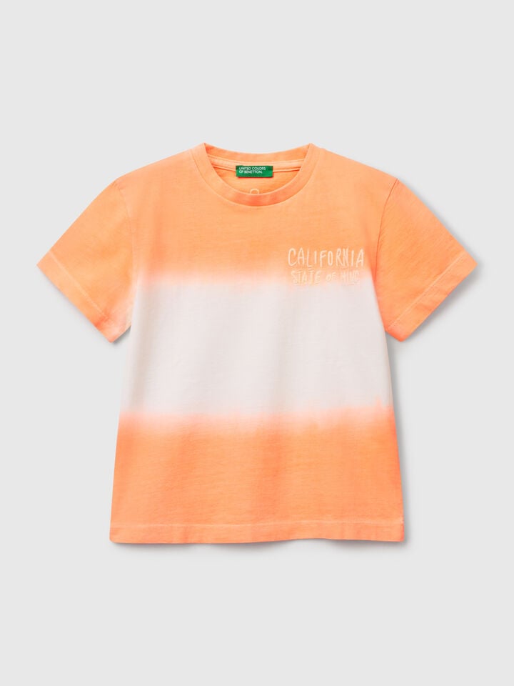 benetton Dip-dye t-shirt with embroidery Orange