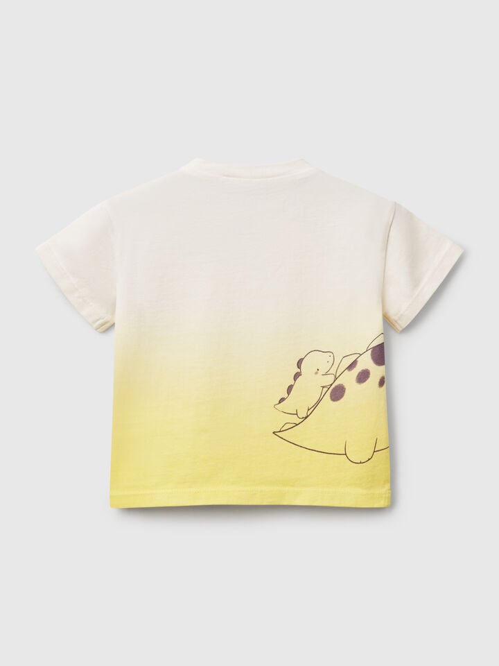 Benetton Dip-dye T-shirt With Print Yellow