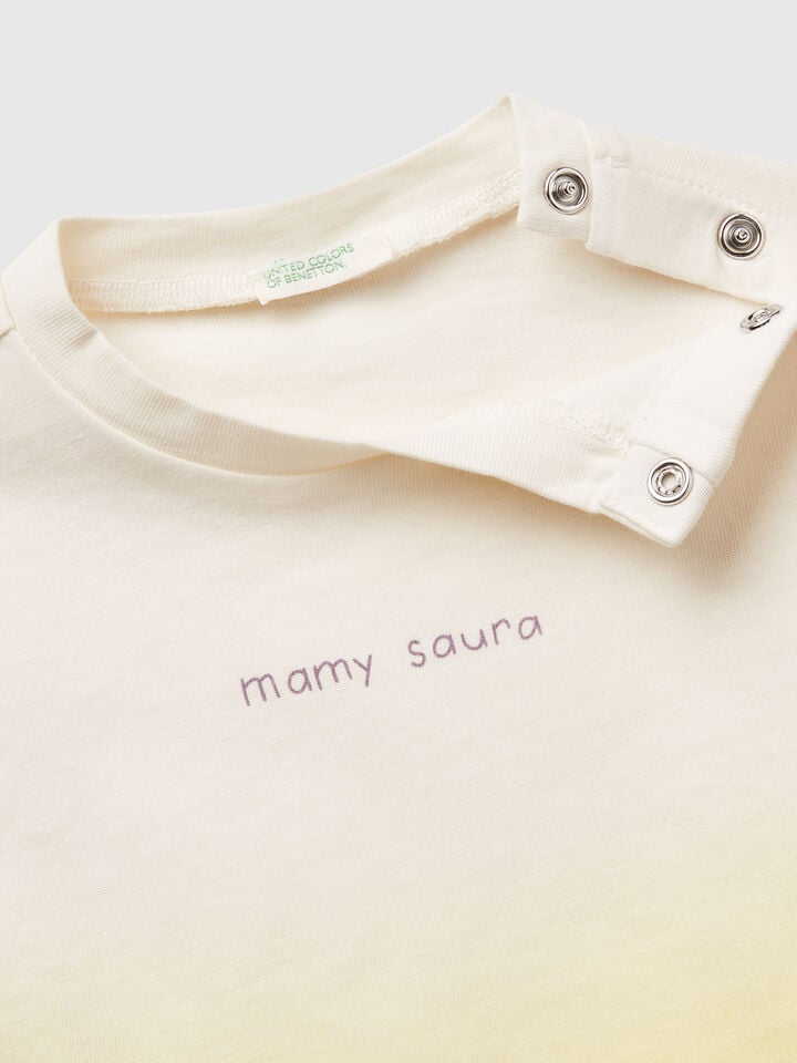 Benetton Dip-dye T-shirt With Print Yellow