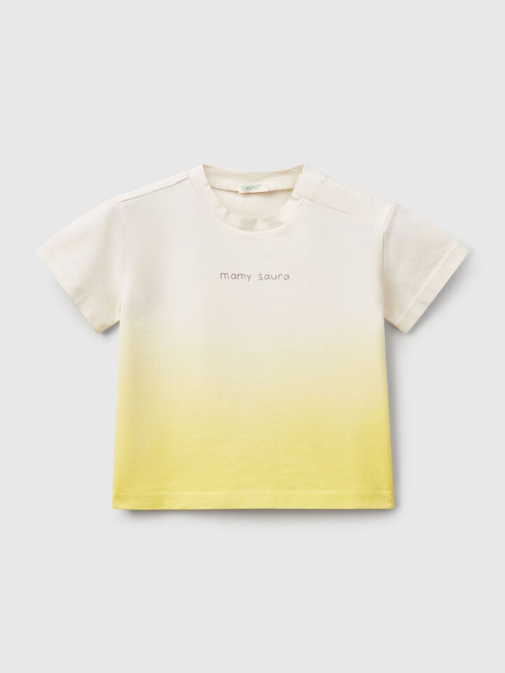 benetton Dip-dye t-shirt with print Yellow