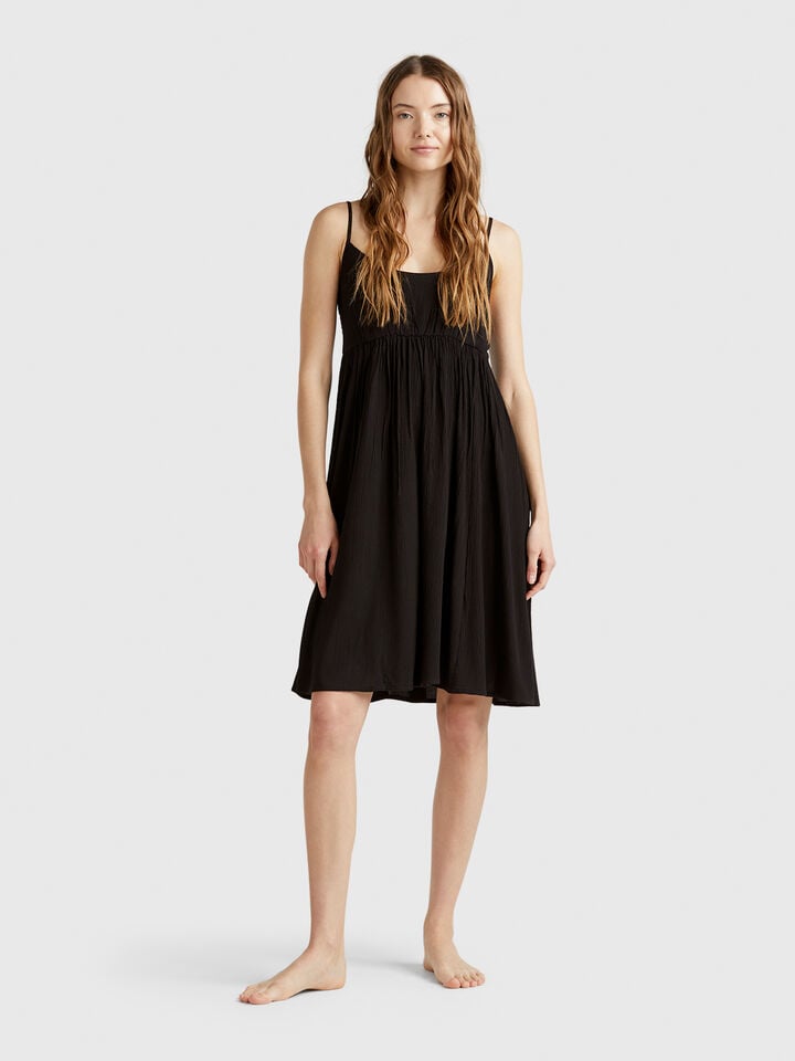 Benetton Dress In Pure Viscose Black