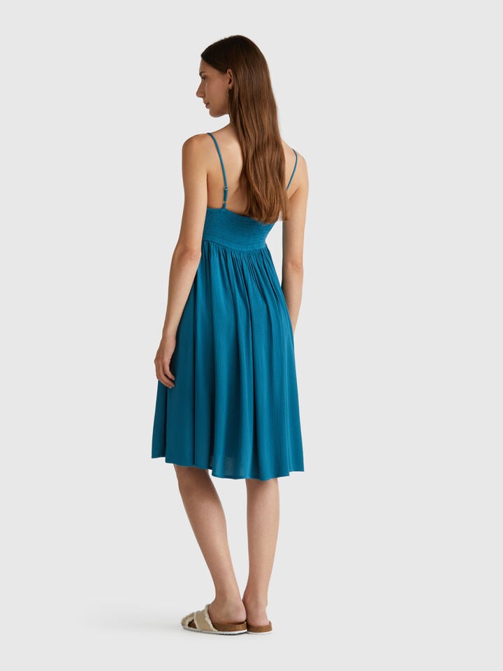 Benetton Dress In Pure Viscose Teal