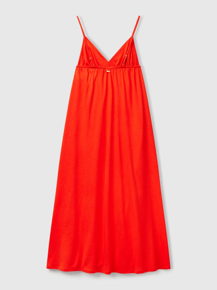 Benetton Dress In Viscose And Cotton Blend Coral