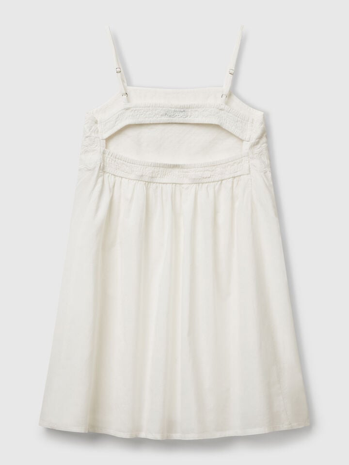 Benetton Dress With Embroidered Top Creamy White