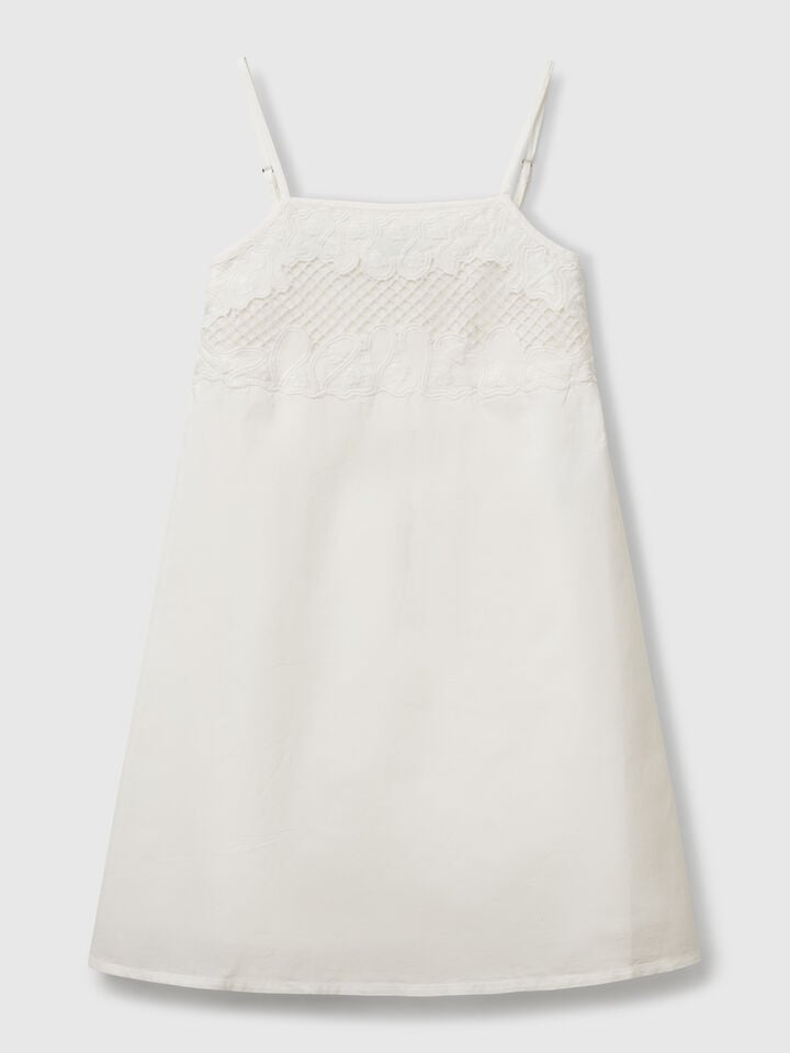 benetton Dress with embroidered top Creamy White