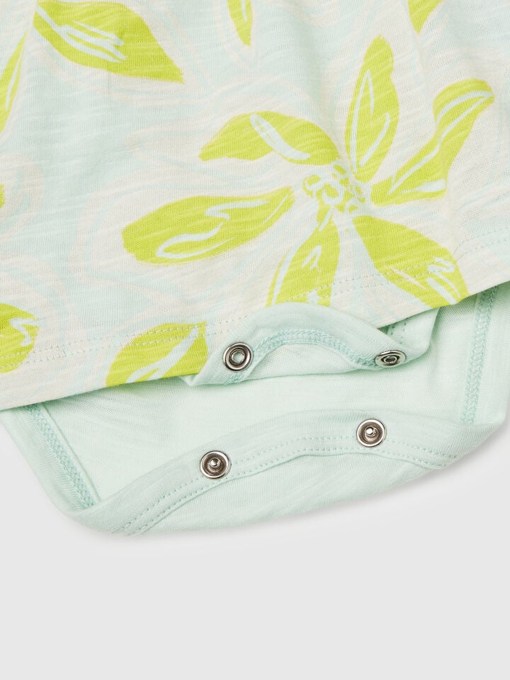 Benetton Dress With Floral Print Light Green