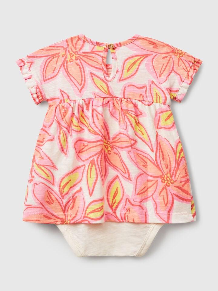 Benetton Dress With Floral Print Peach