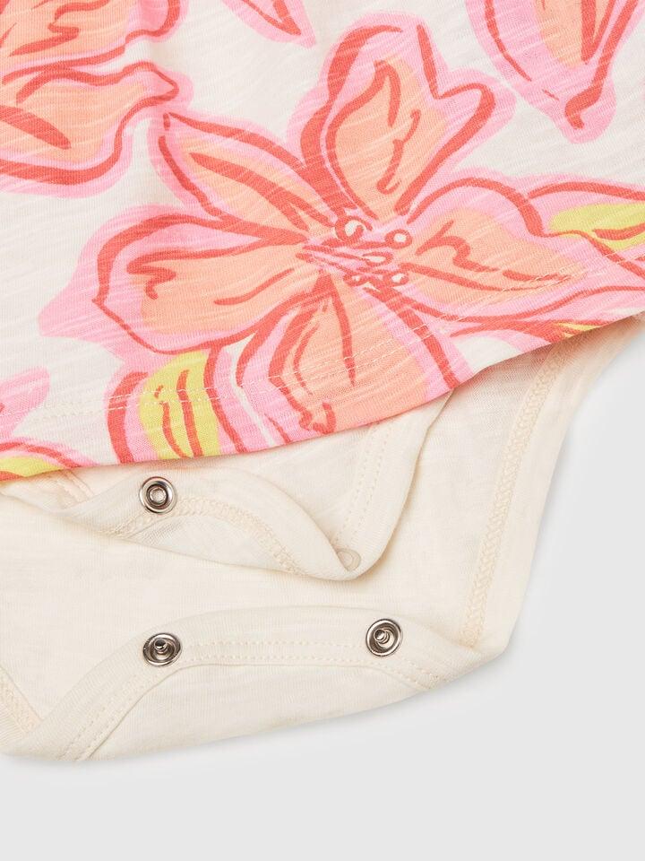 Benetton Dress With Floral Print Peach