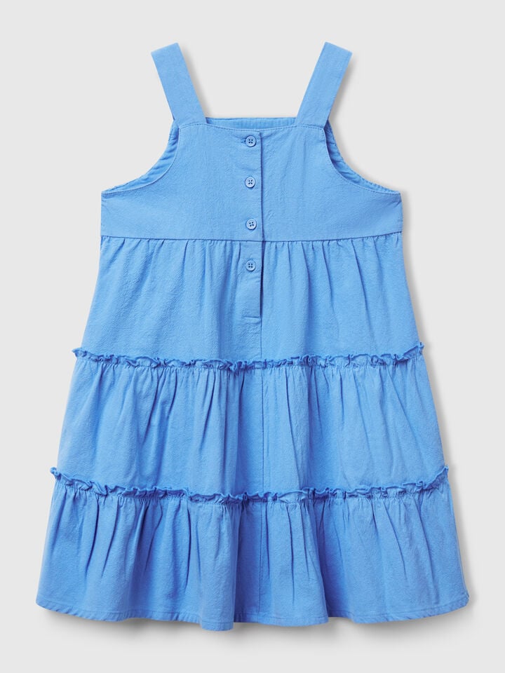 Benetton Dress With Macramé Flowers Sky Blue