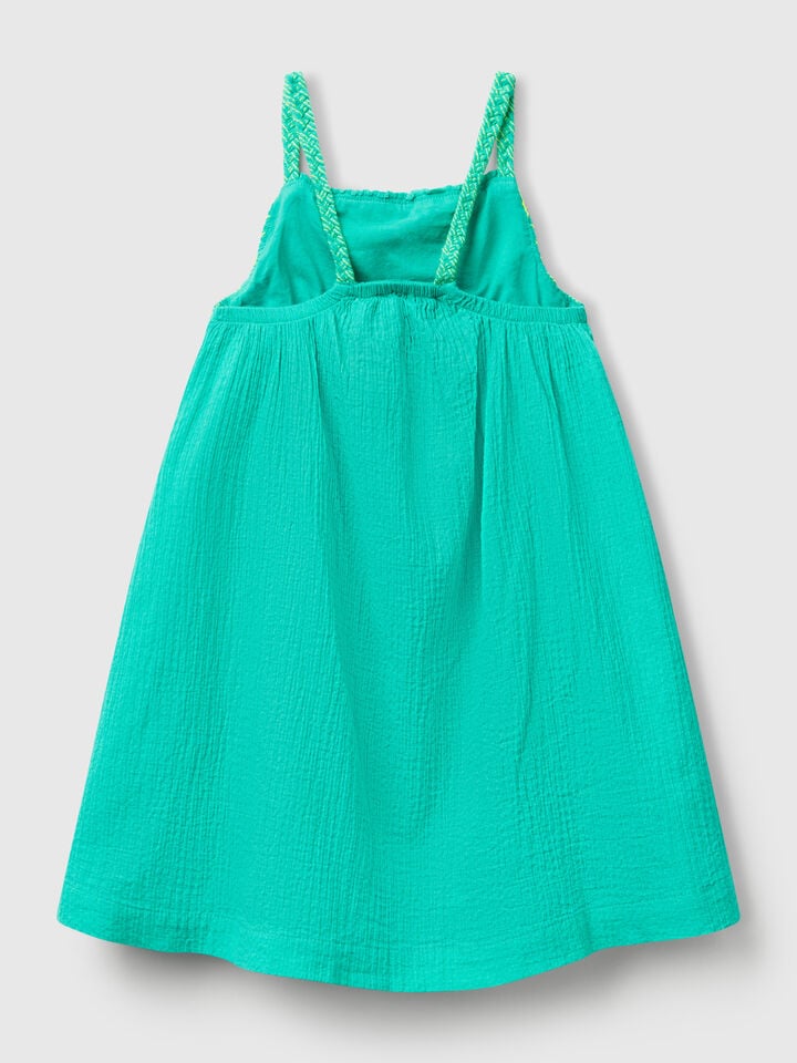 Benetton Dress With Neon Tassels Neon Sky Blue