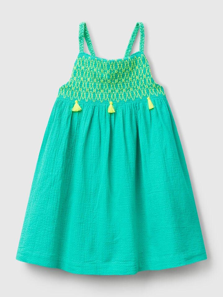 benetton Dress with neon tassels Neon Sky Blue