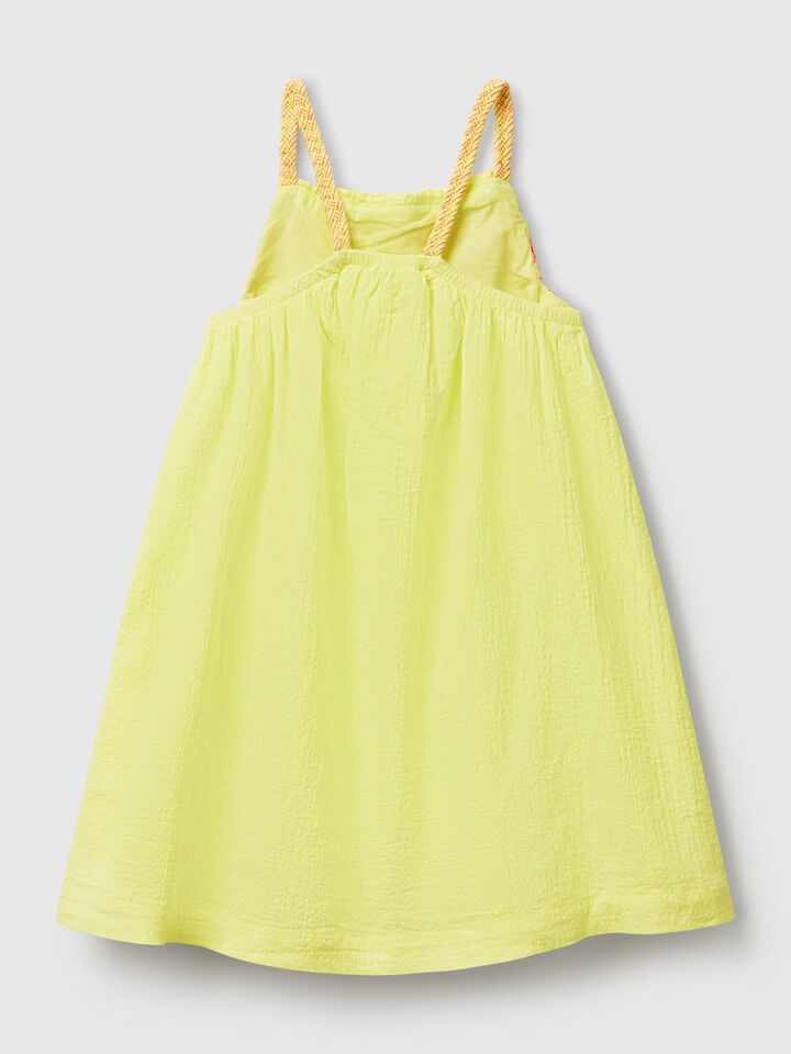 Benetton Dress With Neon Tassels Yellow