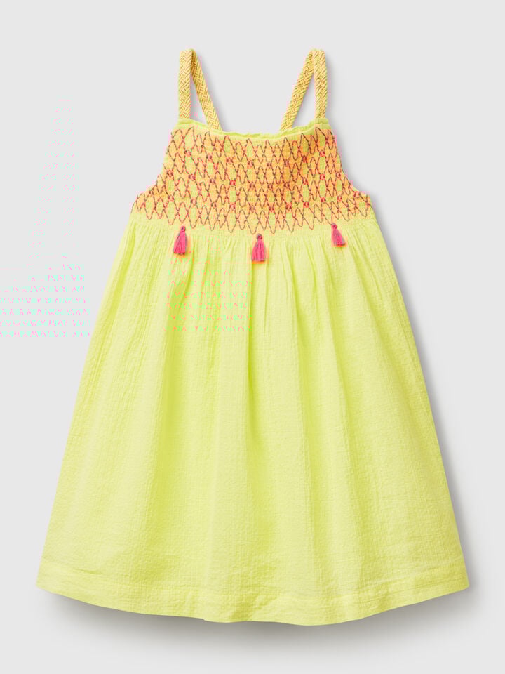 benetton Dress with neon tassels Yellow