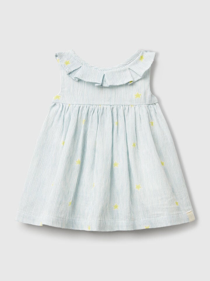 benetton Dress with ruffled collar Light Blue
