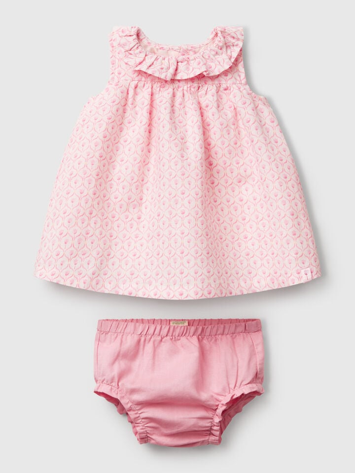benetton Dress with ruffled collar Pastel Pink