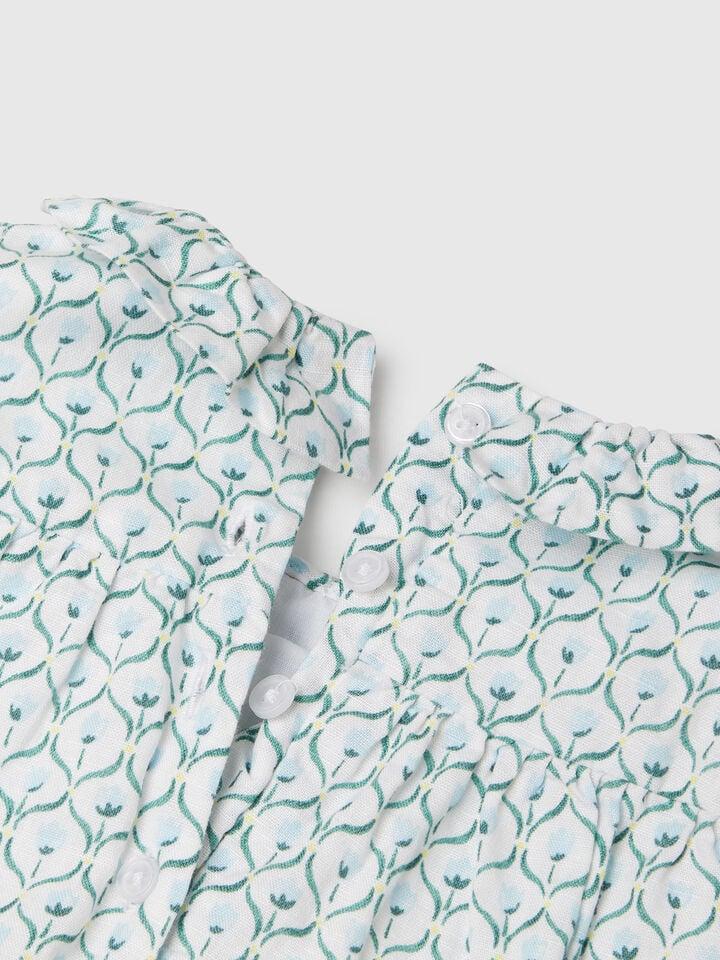 Benetton Dress With Ruffled Collar White