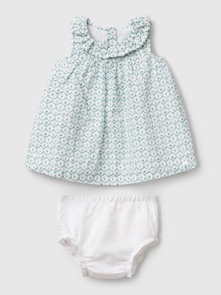 benetton Dress with ruffled collar White