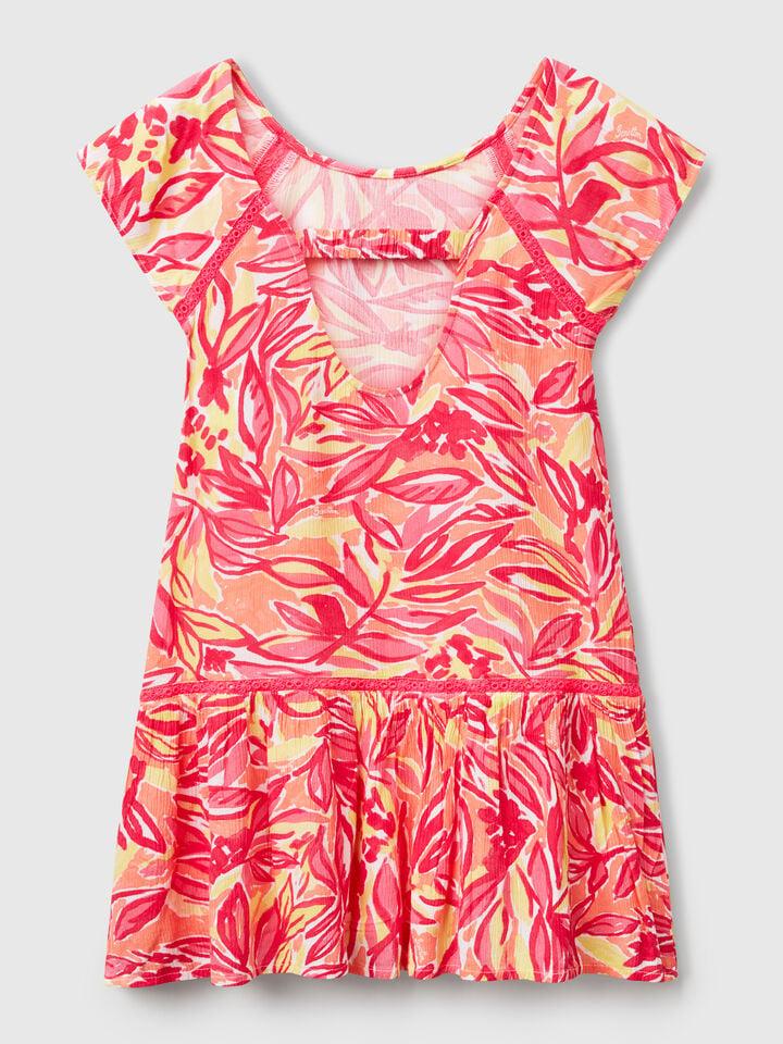 Benetton Dress With Tropical Print Multi-color