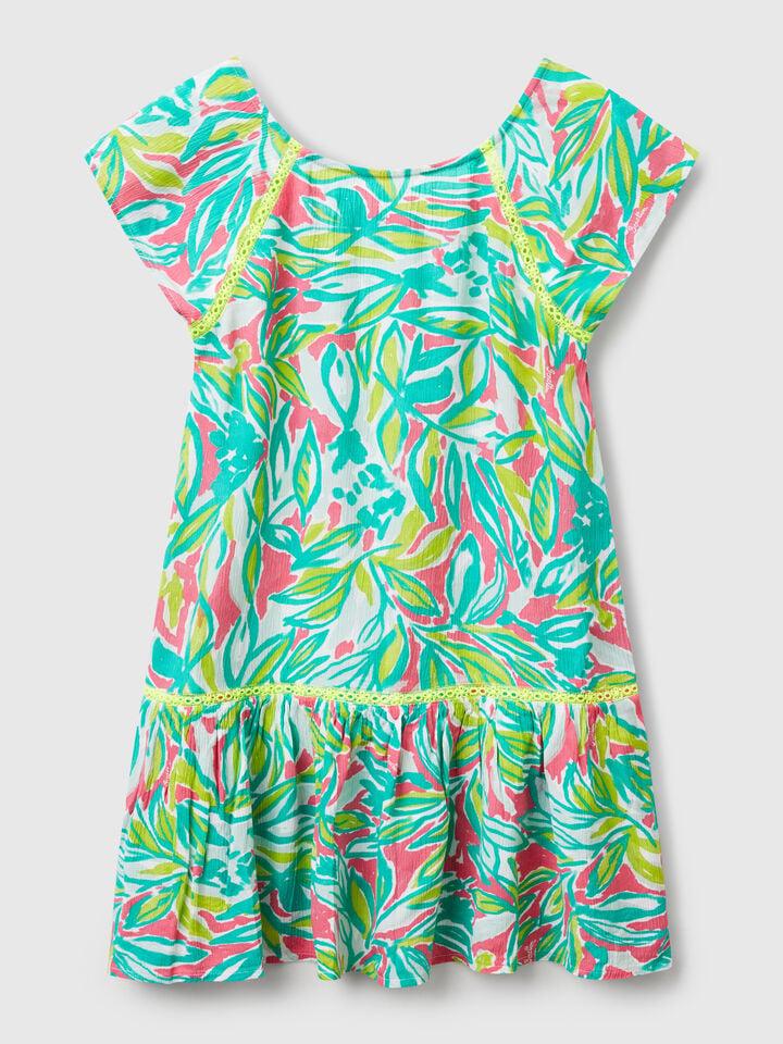 benetton Dress with tropical print Multi-color