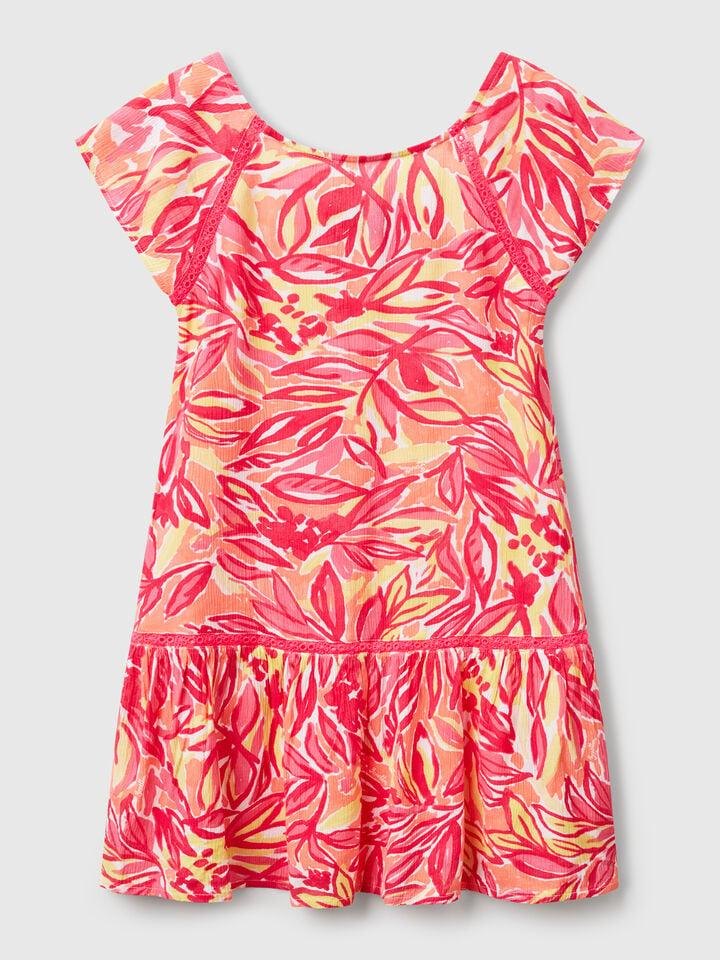 benetton Dress with tropical print Multi-color