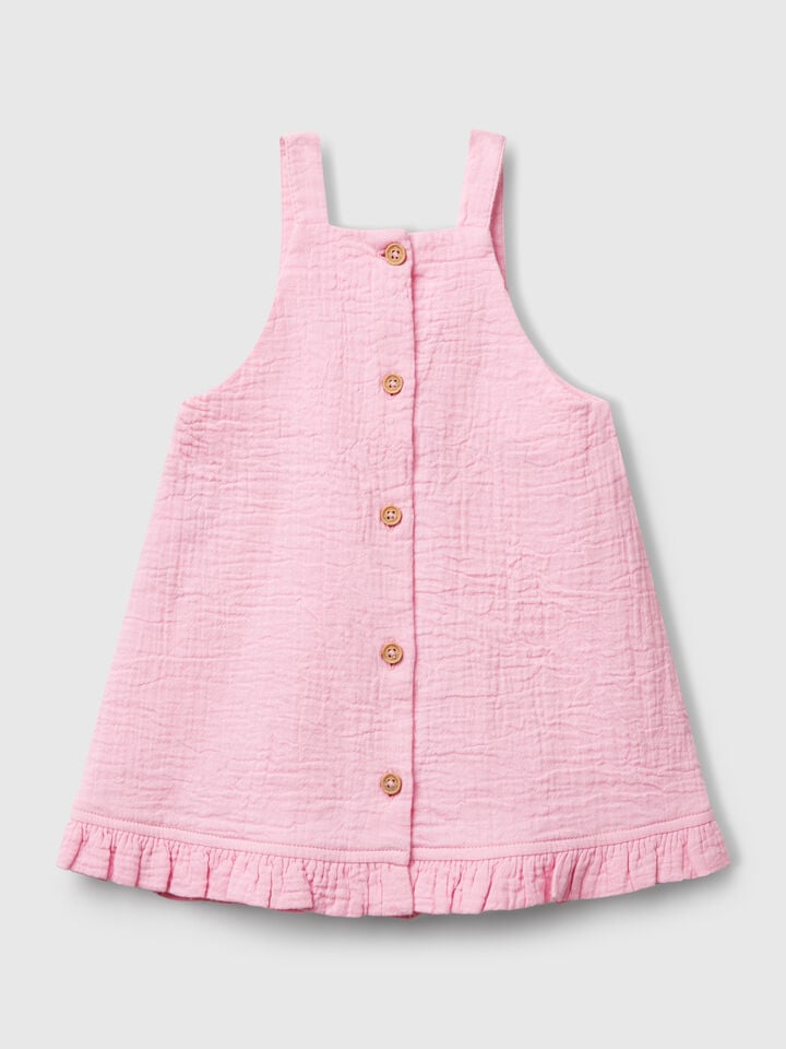 Benetton Dungaree Dress With Tassels Pink