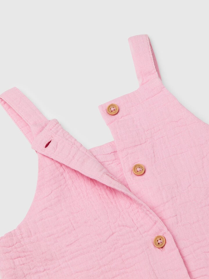 Benetton Dungaree Dress With Tassels Pink
