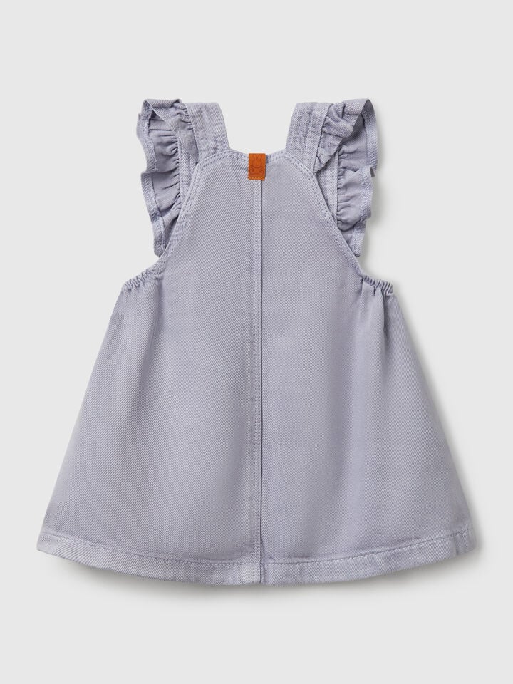 Benetton Dungaree Skirt With Rouches Periwinkle