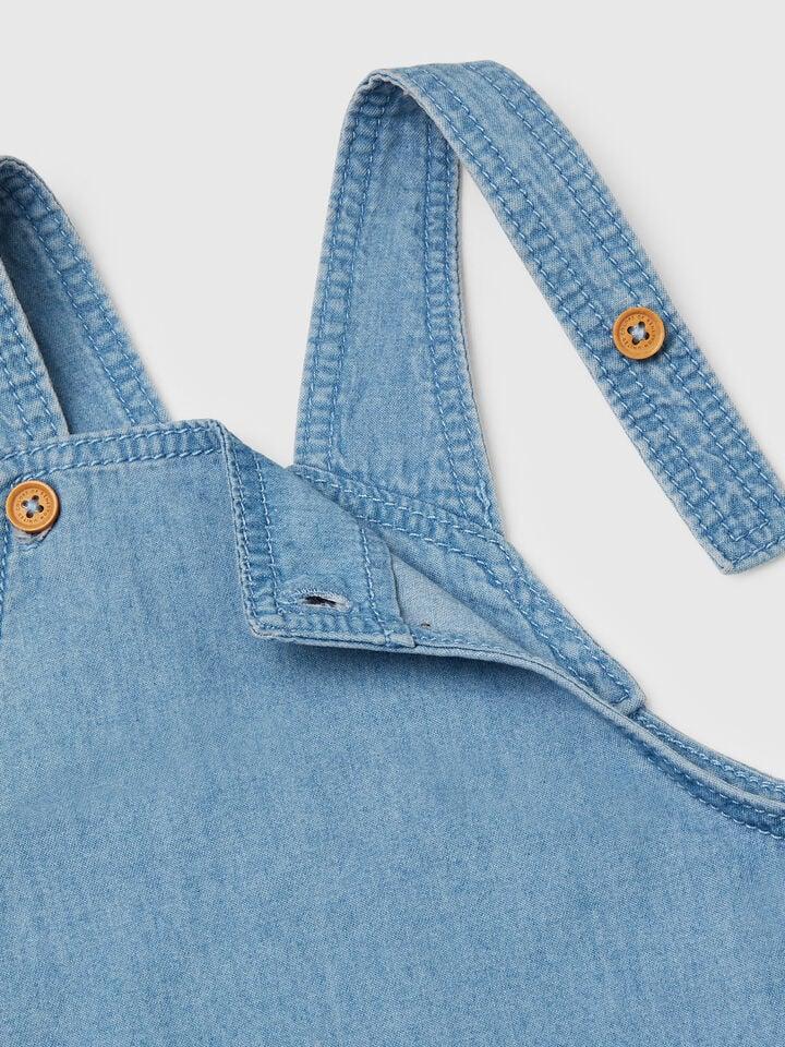 Benetton Dungarees In Chambray Blue