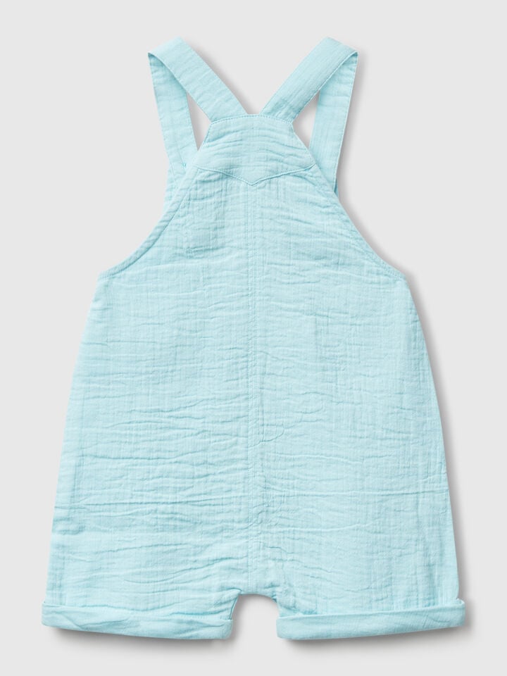Benetton Dungarees In Lightweight Denim Light Blue
